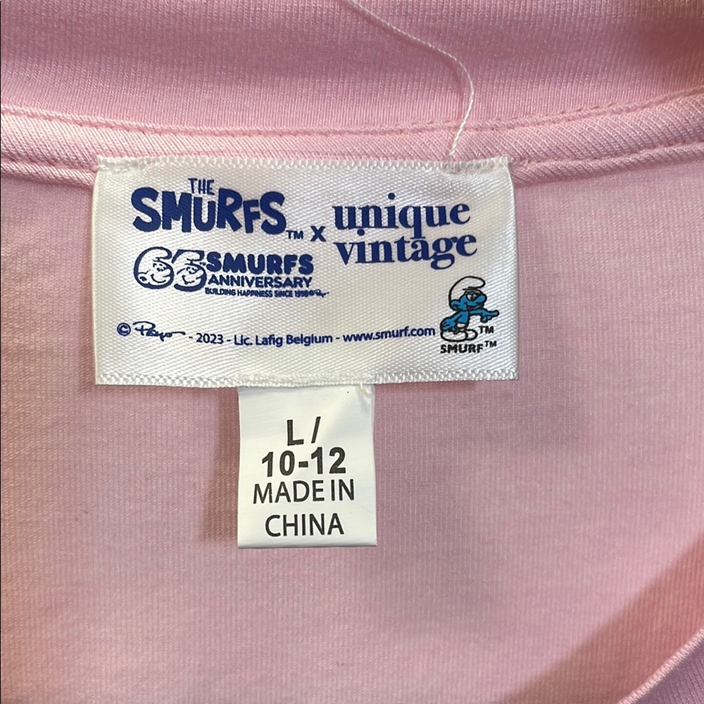 Unique Vintage, ‘23, Pink Smurfette Shortsleeved, Graphic Tee. (L 10/12) - Picture 6 of 8